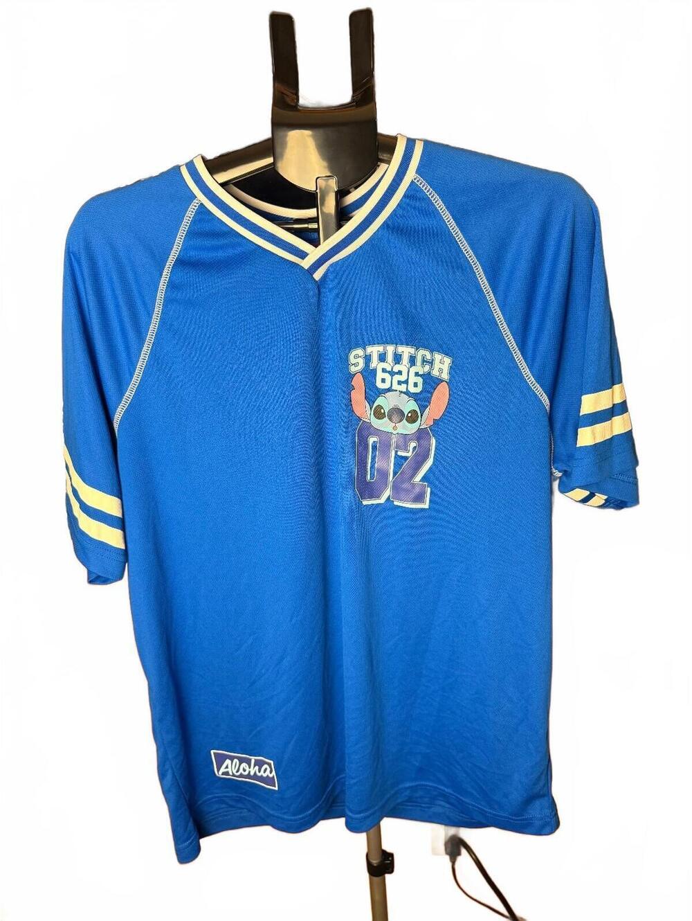 NWOT New Disney Stitch 626 Blue soccer Sports Jersey Shirt sz L mens